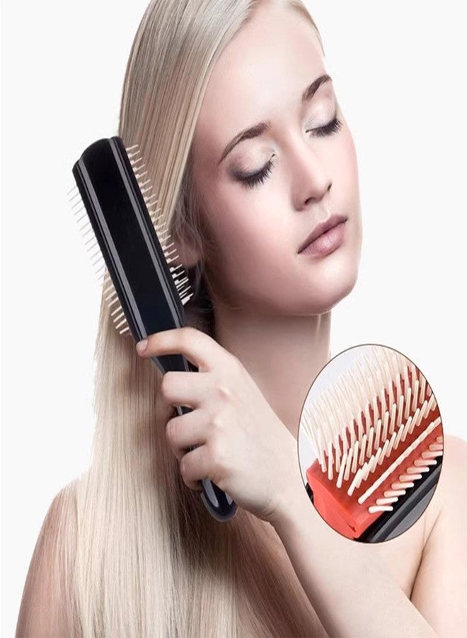 Quacc 9-Rows Cushion Nylon Bristle Hair Brush Women Men Curly Wet or Dry Hair Classic Detangling Brushes for Separating Shaping Defining Curls Blow-Drying Styling Detangling - Image 4